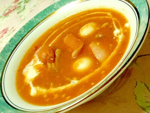 人参たっぷり❤カレー風味の即席スープ❤